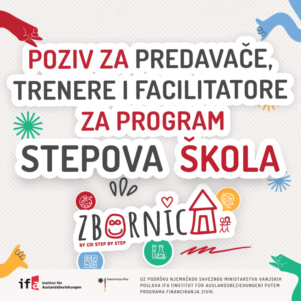 Naslovnica poziva za facilitatore, predavače i trenere